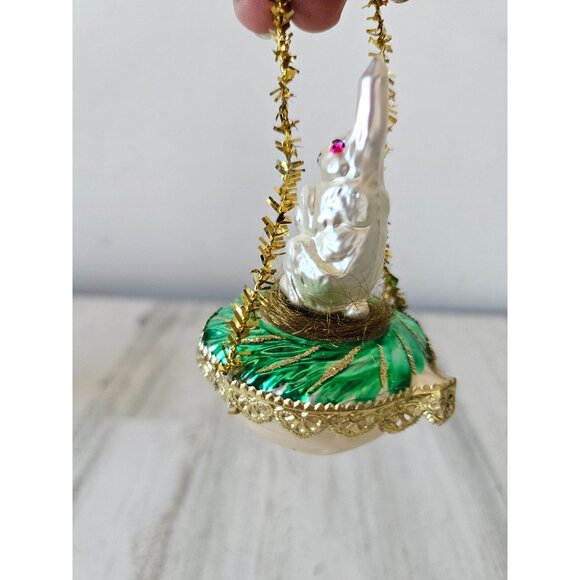 Vintage inge glas rabbit bunny easter Basket ornament RARE glass Xmas tree - Picture 4 of 8